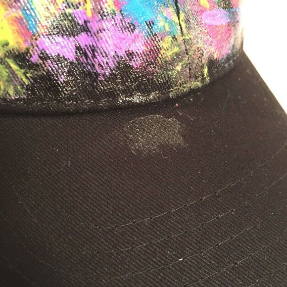 Hand Painted Hat Cap Abstract Art Neon Colors - Picture 6 of 8